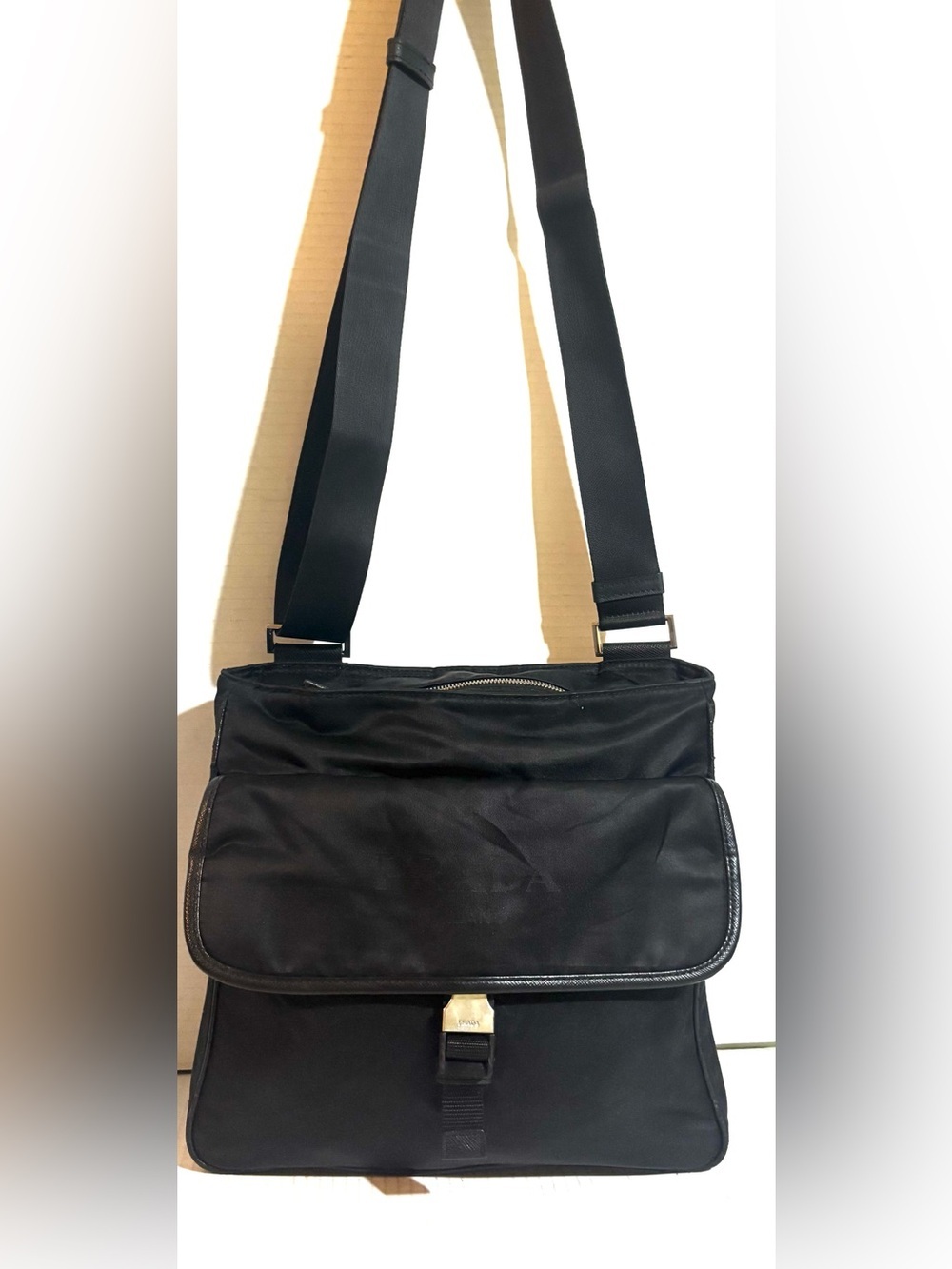 Prada unisex Black Nylon Crossbody Shoulder Bag